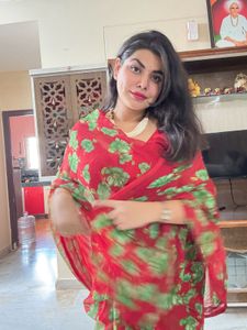 Elegant Red Floral Saree