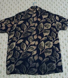 Leaf Print Button-Down Shirt