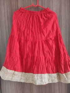 Red Tiered Skirt ❤️With Golden Border
