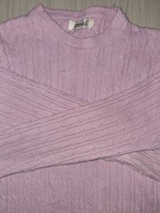 Pink Cable Knit Pullover Sweater