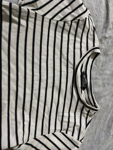 Zudio Women’s White Striped Ruffle Top – Medium Si