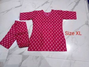 Red Printed Kurta Set