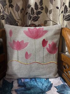 Hand Painted Jute Cushion Cover