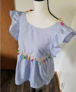 Striped Tassel Top