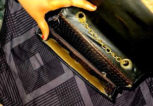 Elegant Black Sling Bag With Gold Chain
