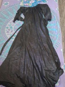 Shimmering Black Dark Silver Metallic Dress.