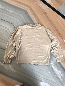 Beige Knit Long Sleeve crop thrifted top