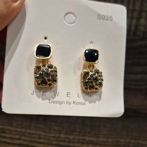 Black Rhinestone Stud Earrings