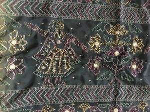 Hand embroidered Crepe saree with blouse