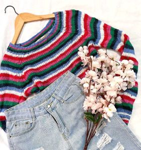 B2G2 🎁 Vintage Striped Knit Sweater D