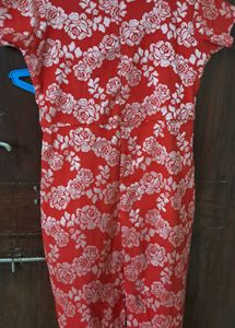 Red Floral Sheath Dress