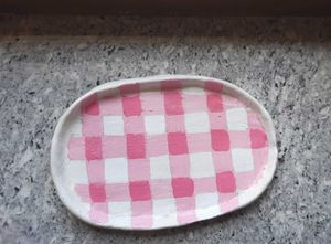 Pink Gingham Trinket Dish