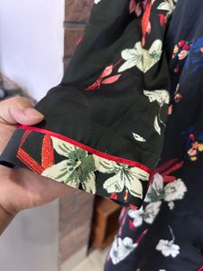 Zara Floral satin long kurta top