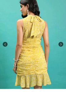High Neck Yellow Floral Mini Dress 💛
