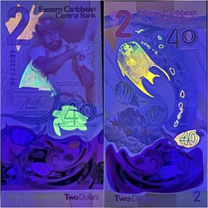 Eastern Caribbean 2 Dollar Polymer Note UV Active