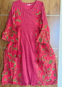 Floral Print Pink Kurta