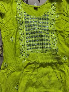 Green Embroidered Kurta Set