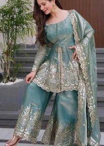 Elegant Teal Embroidered Kurta Set