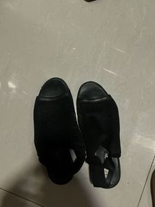 Black Slip On Open Toe Sandals