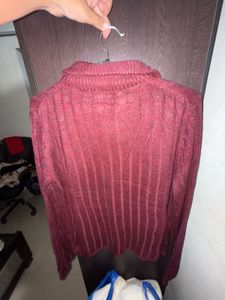 Burgundy Knit Quarter Zip Sweater