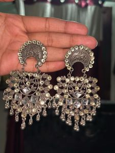 Oxidized Silver Dangle Earrings