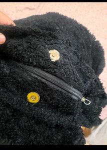 Black Fuzzy Studded Chain Bag
