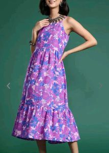 Sangria Floral Printed A-line Dress