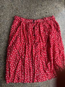Red Floral Aline Mini Skirt