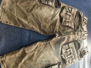 Boys Gray Denim Cargo Pants