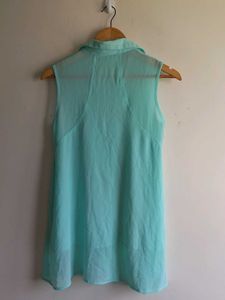 Aqua Sleeveless And Multi Color Top
