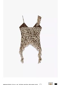 ZARA PRINTED TULLE TOP WITH RUFFLES