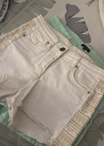 Denim Shorts Set Of 2- Black And White