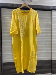 Yellow Embroidered Kurta
