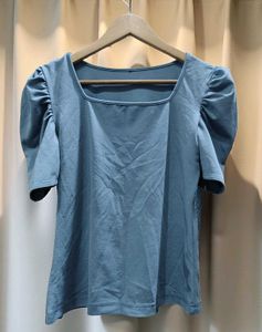 Blue Puff Sleeve Top