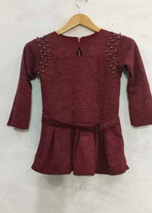 Maroon Top with Studded Shoulders