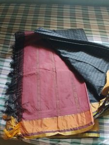 Black Silk Saree With Blouse