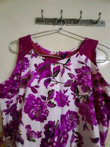 Pink And White Floral Design. With Sleeves.