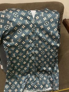LV Print Top And Wrap Around Skirt
