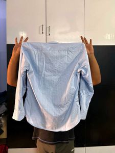 Powder Blue Striped Formal Shirt