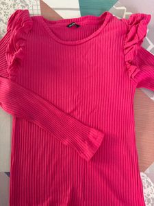 Pink Ruffle Sleeve Top
