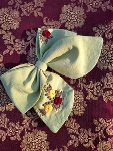 Floral Embroidered Hair Bow