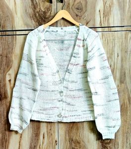 Soft Wool Off White Cardigan Size-40