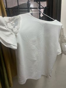 White Lace Sleeve Top