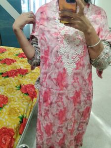 Pink Embroidered Kurta
