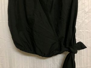 Black Wrap V Neck Sleeveless Top