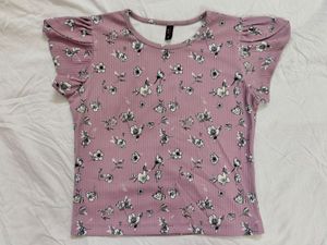 Floral Ribbed Top