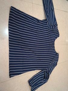 Striped Navy Blue Women's Top