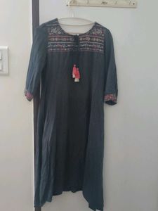 Grey Embroidered Anarkali Kurti
