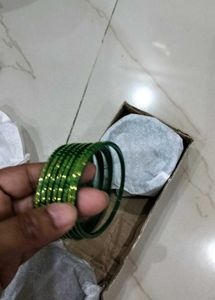 Green glass Bangles Set