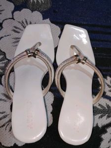 White Rhinestone Flip Flops